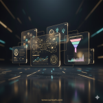 تصویر آینده برندینگ و بازاریابی دیجیتال با عناصر هوش مصنوعی، تحلیل داده، تجربه مشتری و استراتژی فروش آنلاین توسط کاز نوین شمال